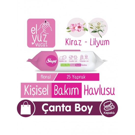 Sleepy Floral Kişisel Bakım Havlusu Çanta Boy 25 Yaprak