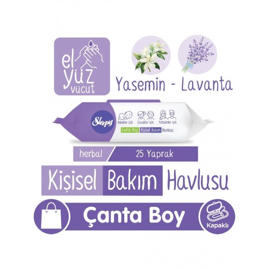 Sleepy Herbal Kişisel Bakım Havlusu Çanta Boy 25 Yaprak