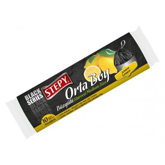 Stepy Büzgülü Orta Boy Çöp Torbası (Limon) 10 Lu