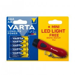 Varta Longlife Power 4 İnce + 4 Kalem Pil + Fener Hediyeli