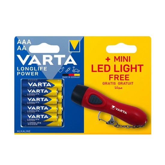 Varta Longlife Power 4 İnce + 4 Kalem Pil + Fener Hediyeli